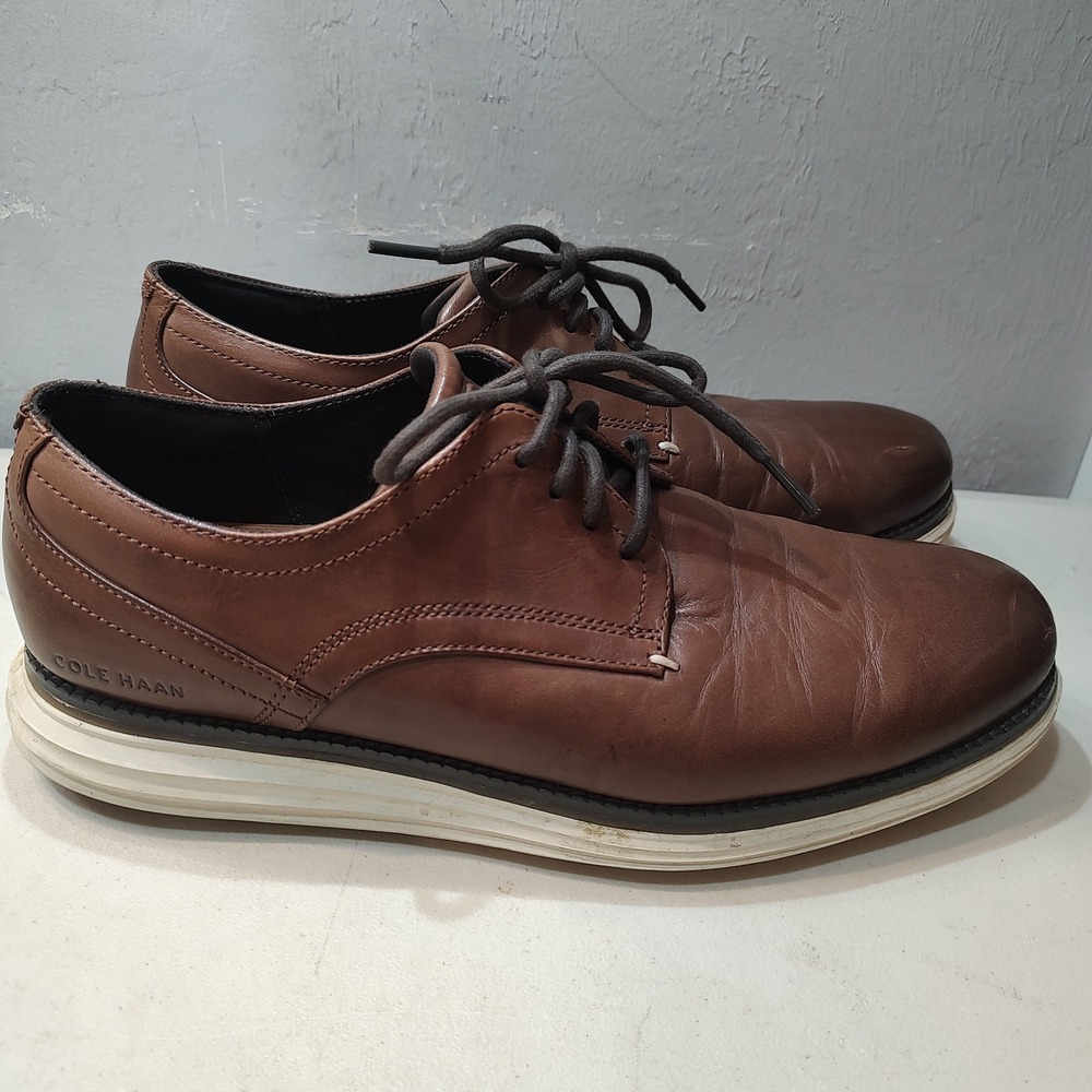 COLE HAAN ORIGINALGRAND Sz 10 Mocha Brown Leather Derby Dress Shoes